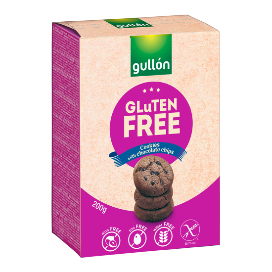 CIASTKA CZEKOLADOWE Z KAWAŁKAMI CZEKOLADY BEZGLUTENOWE 200G GULLON