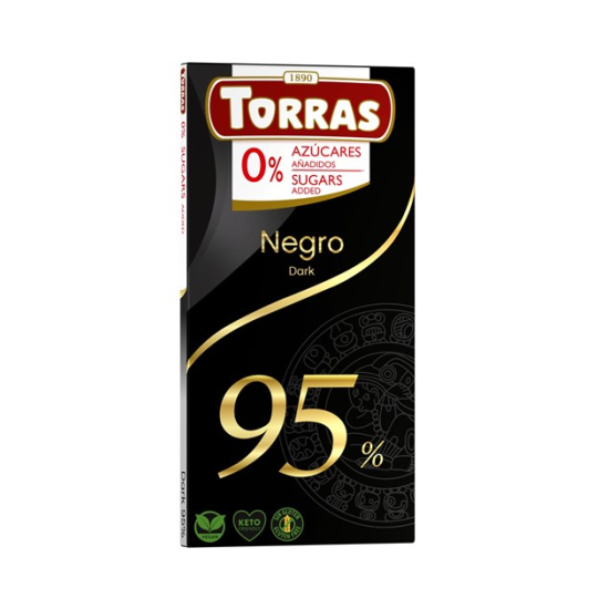 Czekolada gorzka 95% kakao bez dodatku cukru bezglutenowa 75 g - Torras