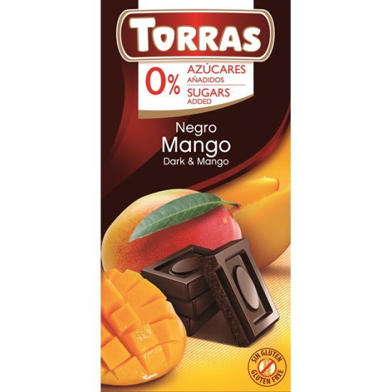 Czekolada gorzka z mango bez dodatku cukru bezglutenowa 75g -Torras