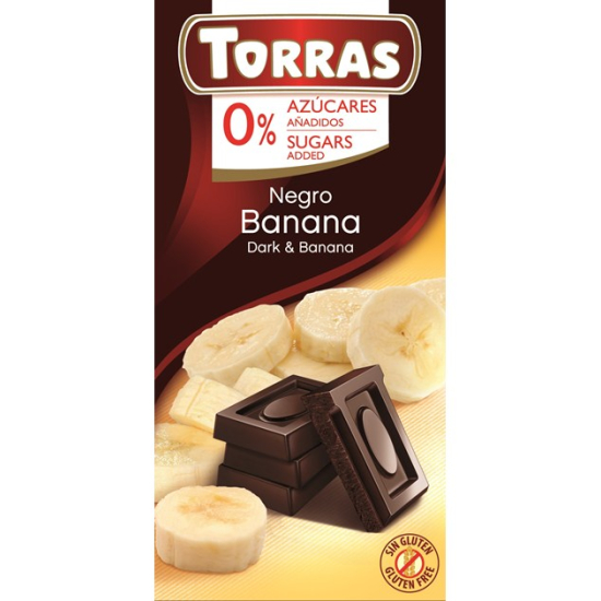 Czekolada gorzka z bananami bez dodatku cukru bezglutenowa 75 g - Torras