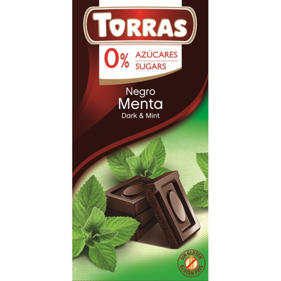Czekolada gorzka z miętą bez dodatku cukru bezglutenowa 75 g - Torras