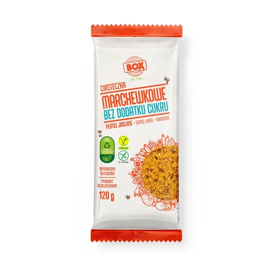 Ciasteczka jaglano-marchewkowe bezglutenowe bez dod.cukru 120g Box