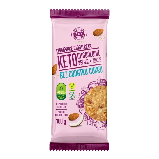 Ciastka migdałowe sezam i kokos bezglutenowe bez dod.cukru 120g Box