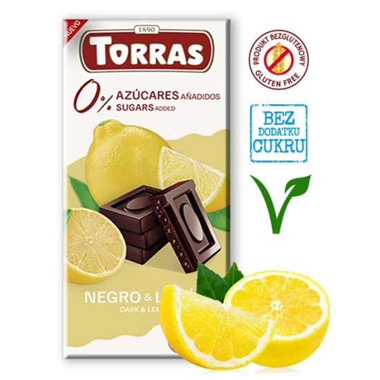 Czekolada gorzka z cytryną bez dod. cukru bezglutenowa 75 g - Torras