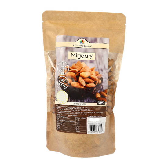 Migdały łuskane bezglutenowe 500g Pięć Przemian
