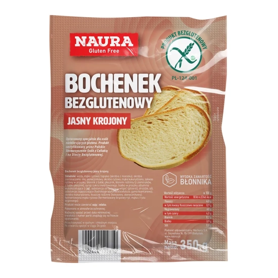 Bochenek jasny krojony bezglutenowy 350g Naura