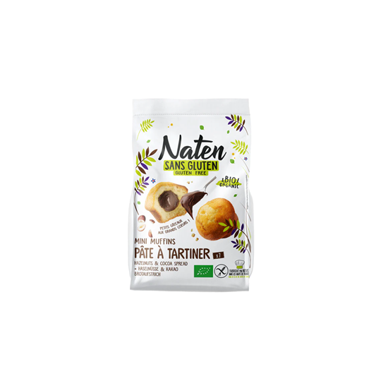 MUFFINKI MINI Z NADZIENIEM ORZECHOWO - KAKAOWYM BEZGLUTENOWE BIO 200g NATEN