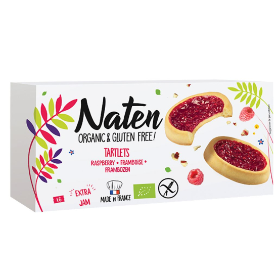 CIASTKA TARTALETKI Z DŻEMEM MALINOWYM BEZGLUTENOWE BIO 130g NATEN