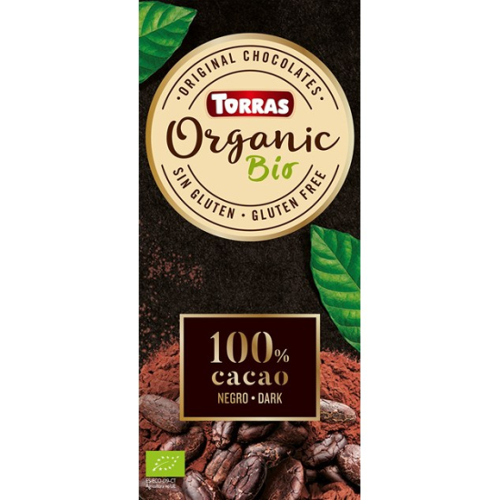 Czekolada ekologiczna gorzka 100% kakao bez dodatku cukru bezglutenowa 100 g - Torras