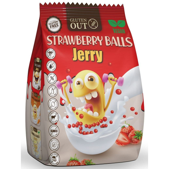 KULKI ZBOŻOWE TRUSKAWKOWE BEZGLUTENOWE 375g JERRY GLUTEN OUT