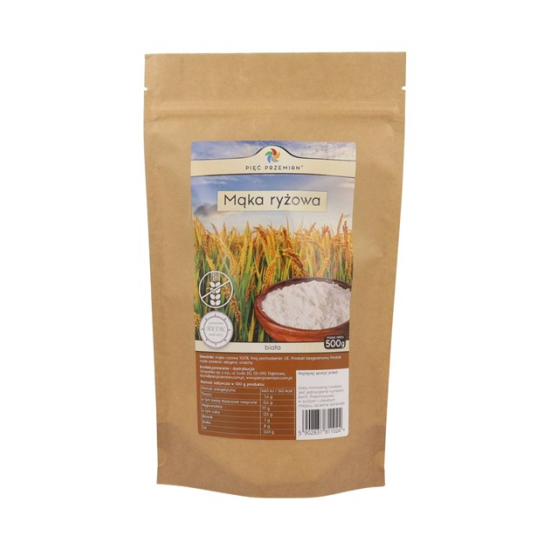 Mąka ryżowa BIAŁA bezglutenowa 500 g - Pięć Przemian