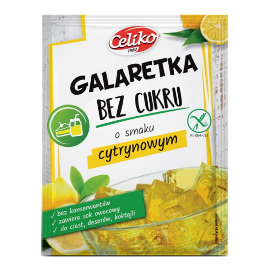Galaretka o smaku Cytrynowym bezglutenowa bez dod. cukru 14g Celiko