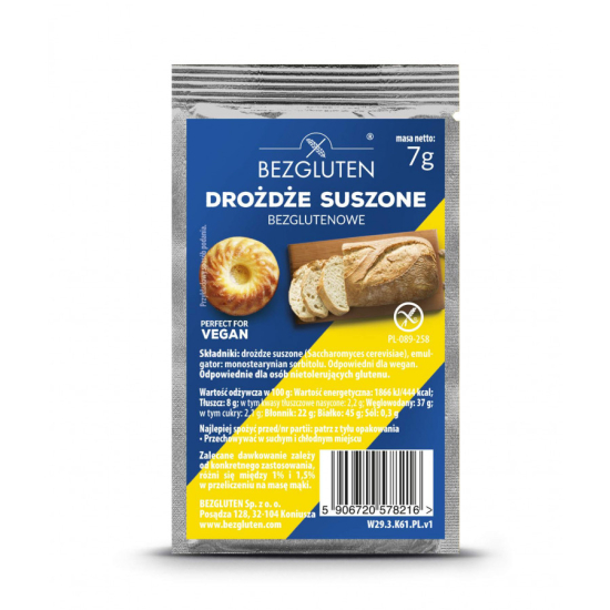 Drożdże suszone bezglutenowe 7g Bezgluten