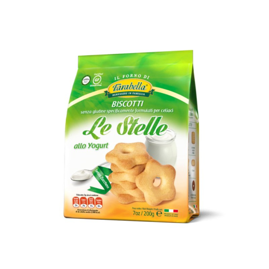 Jogurtowe ciasteczka gwiazdki bezglutenowe bez dodatku cukru 200g Farabella